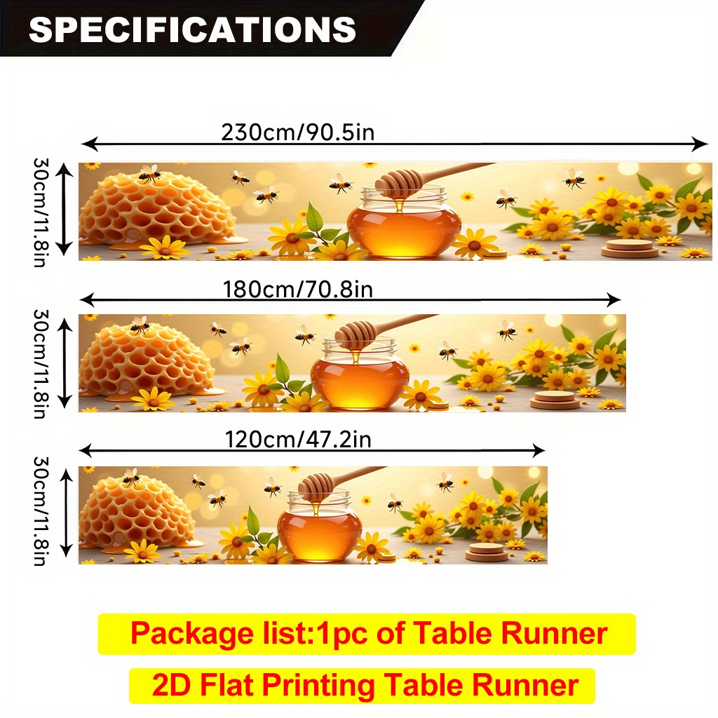 TEMU 1 2d Tablecloth Featuring A Honey And Scene, Made Of Durable Polyester, Rectangular , Suitable For Dining Tables, Kitchens, Restaurants, Family