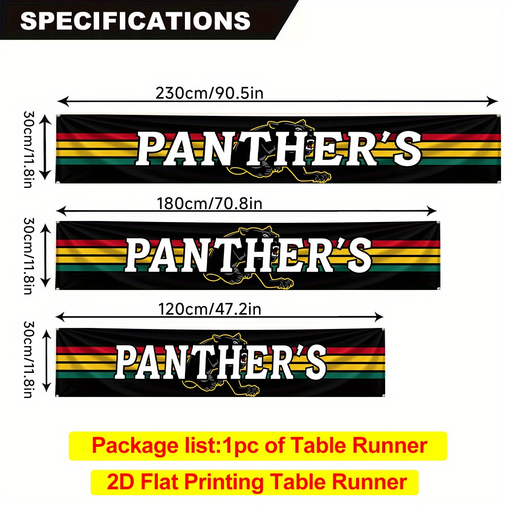 TEMU 2d Flat Printing Table Runner 1pc, Panther Logo Designdurable Polyester Table Runner, Rectangular, For Dining Tables, Kitchens, Dining Rooms,