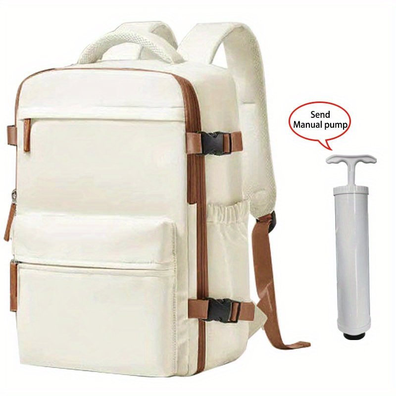 Image of Backpack With Removable Air Bladder For Compression, Dual Shoulder Strap Design, Over 35% Of Space. Easy, Large-capacity Business Travel Or Storage Bag (manual Pump Included)