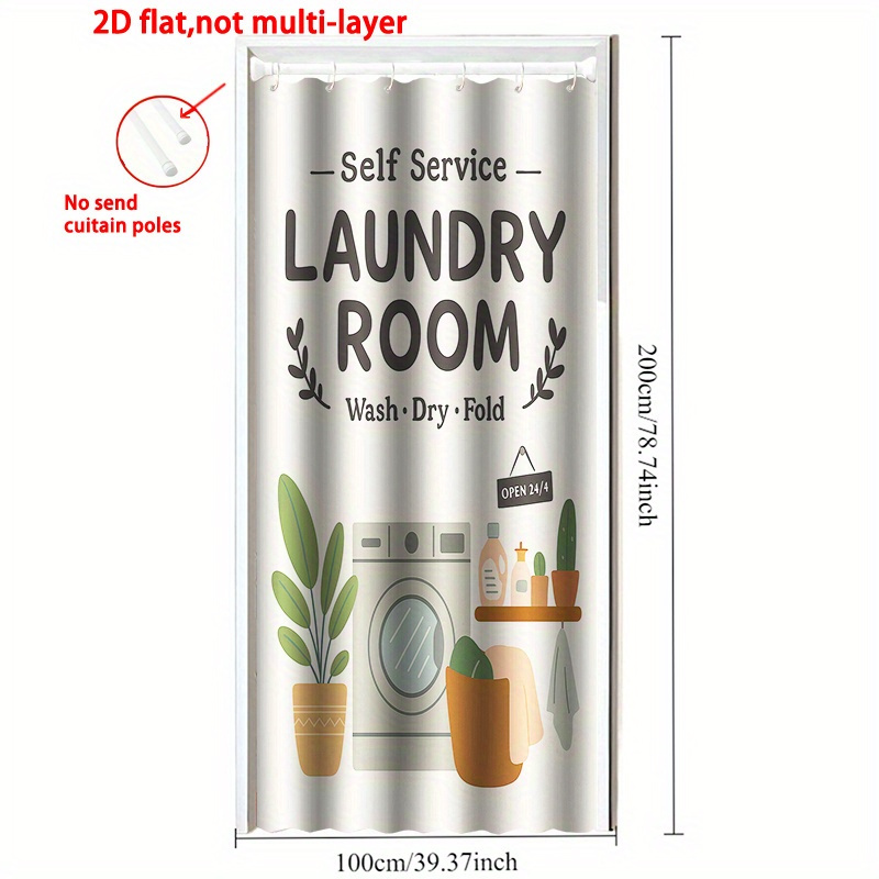 TEMU 2d Flat Printing Christmas Door Curtain Laundry Room Polyester Door Curtain The Washing Machine. Machine Washable Polyester For Home Decor &