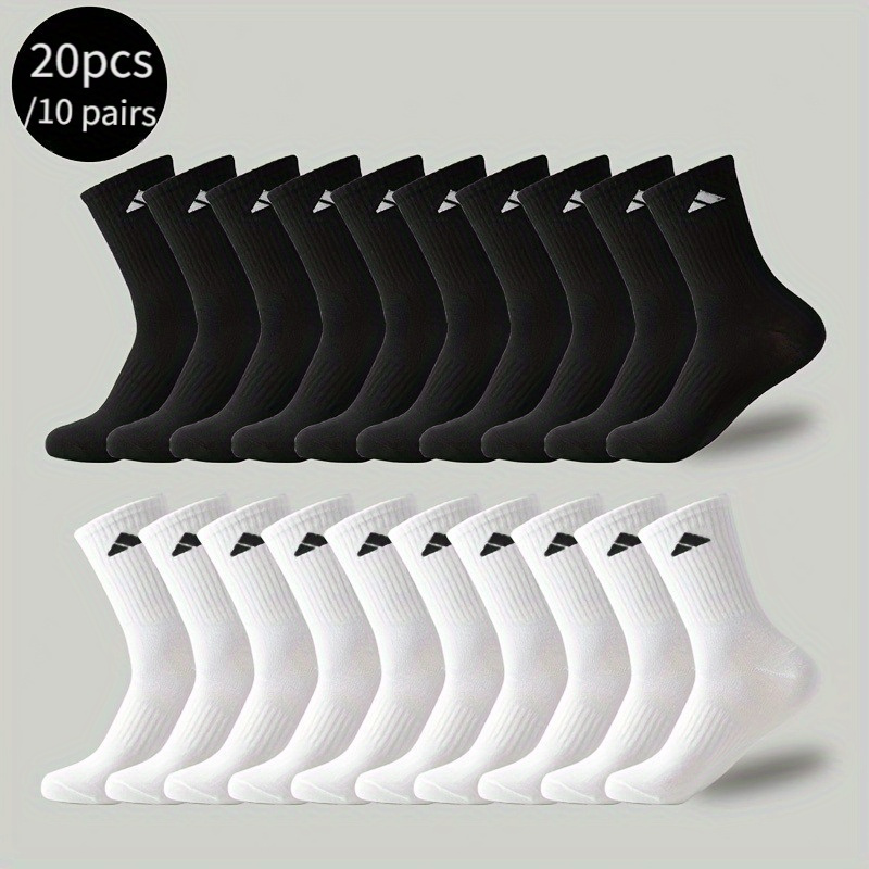 TEMU 20-count (10 Pairs) Men's And Women's Athletic Socks â Thickened Fitness Run Socks, Moisture-wicking Breathable Fabric, Seamless Toe Design,