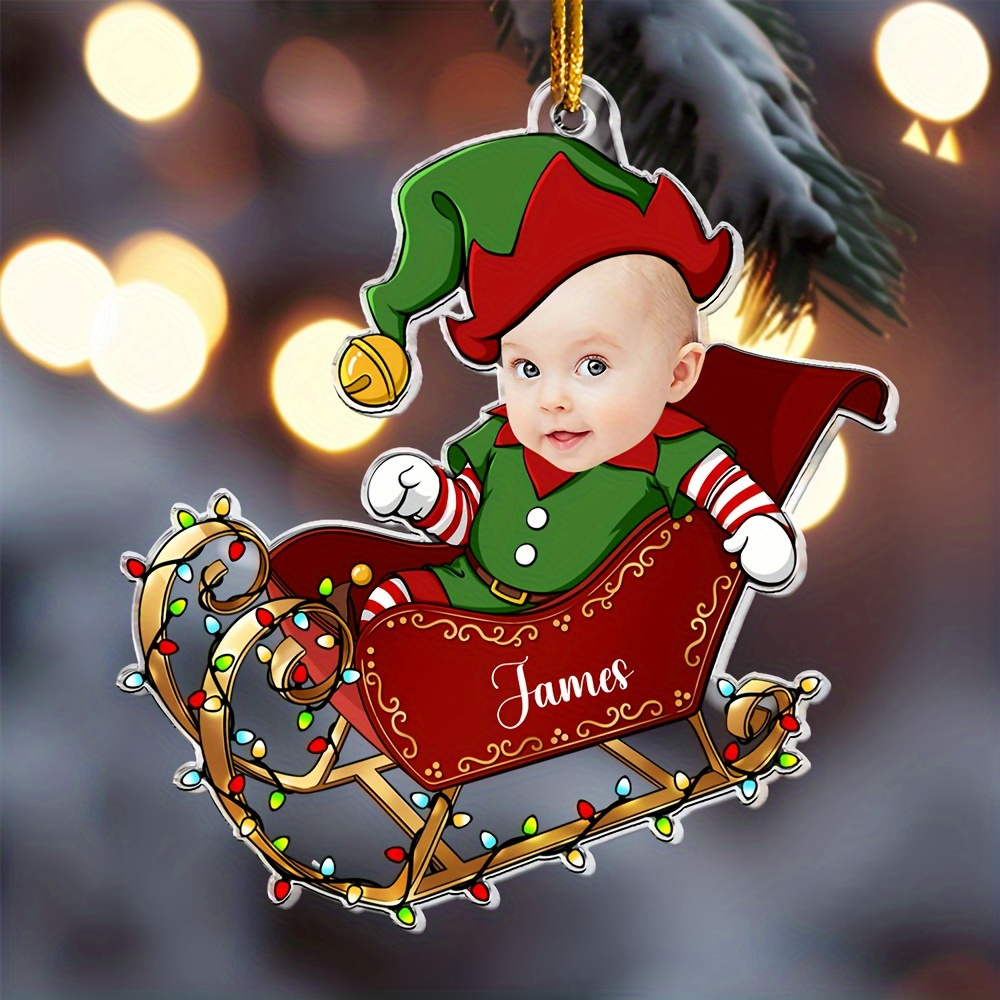 TEMU 2d Flat, 1pc Custom Christmas Gift, Christmas Tree Ornament, Home Decor Customization, Christmas Supplies, Acrylic Uv Craft Christmas Tree Prop,