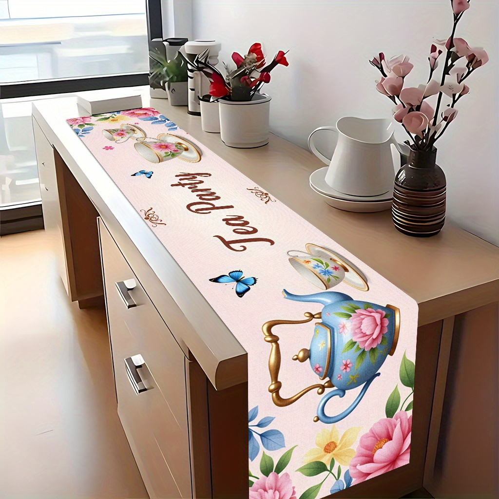 TEMU 1pc Of 2d Printed Table Flag, Suitable For , Polyester Fabric, Rectangular Festive Tablecloth, Ideal For Kitchen, Dining Room, And Holiday Party