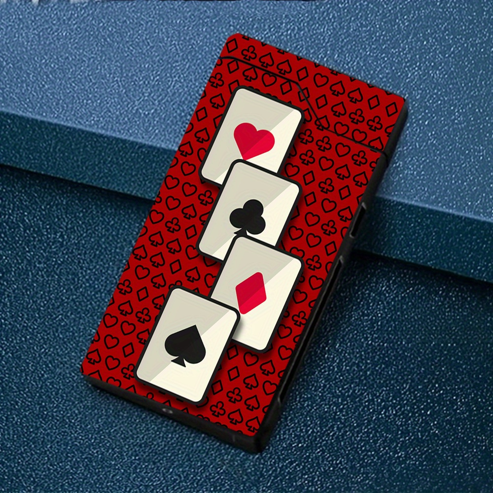 TEMU 1 briquet à arc coupe-vent imprimé avec motif de de poker, briquet coupe-vent, briquet à arc coupe-vent, briquet à chargement Type-C, coque en