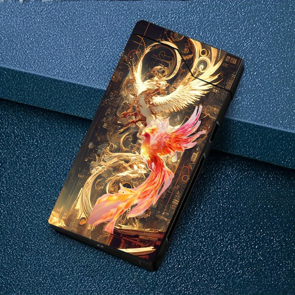 TEMU 1pc Briquet Électrique à Arc -Vent avec Motif , Briquet Électronique, Briquet -Vent, Coque Métallique, Indicateur de Batterie, Briquet à