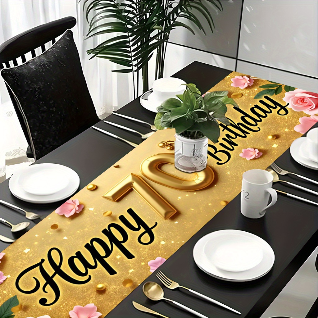 E-shop Tischdecke ., Happy Th Birthday Feier-Motiv, strapazierfähige 100 % rechteckige Tischdecke für Feiertags-Party-Dekorationen, Feiertags-Essen