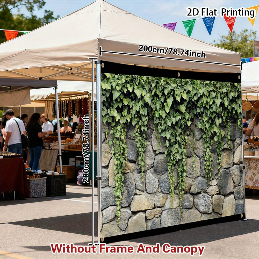 TEMU Outdoor Sunshelter 1pc 2d Printed Sun Shelter - On Stone Wall Rv Camping, Road Trip Camping Decorative Curtain, Multi-use Sunshade Accessory,