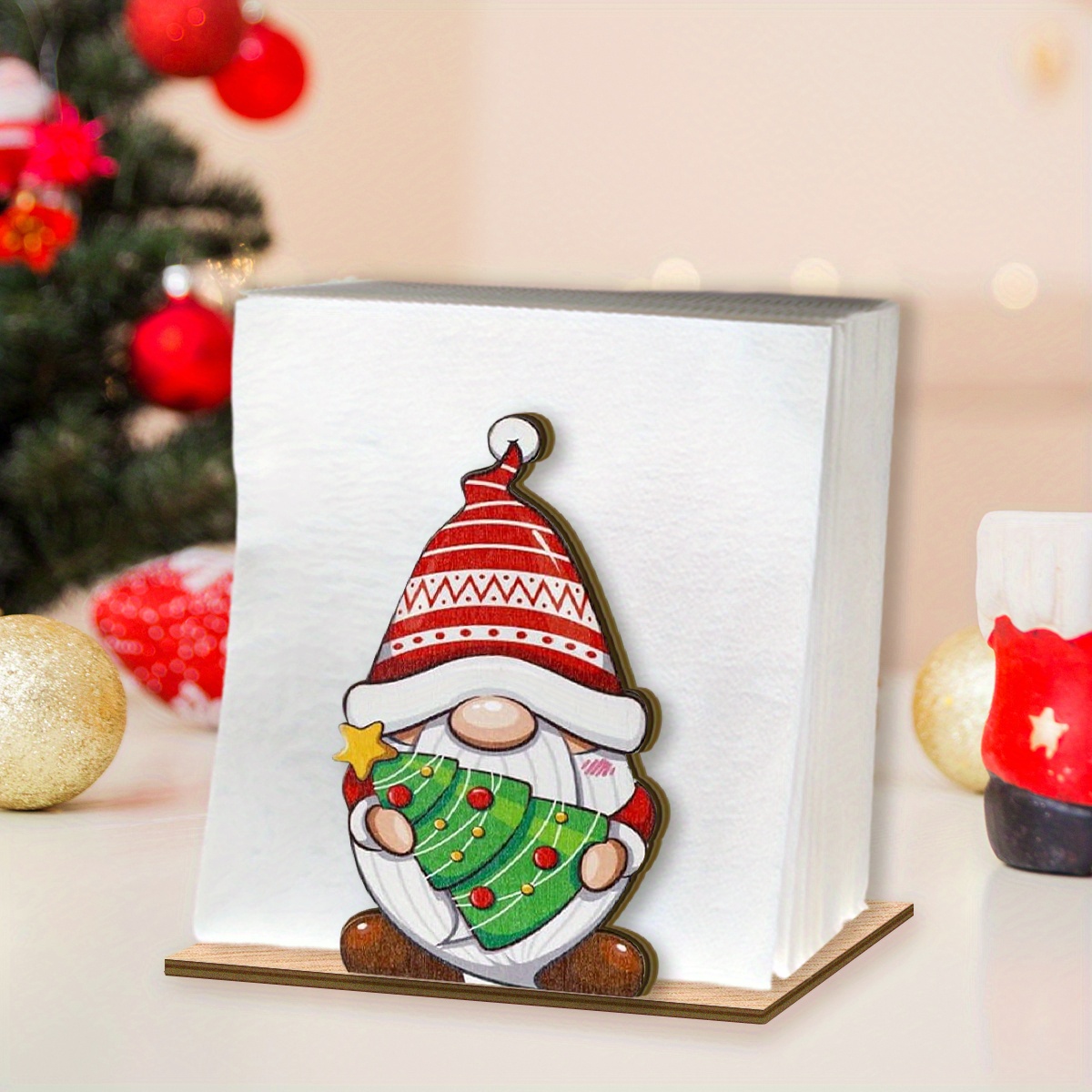 TEMU Halloween 1pc Christmas Table Centerpiece Decoration, Rustic Style Decor, Kitchen Napkin Rack, Napkin Rack, Bathroom Guest Towel Rack, Tiered