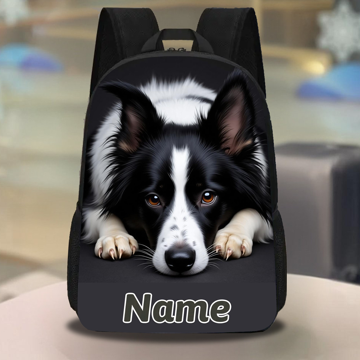 TEMU 1 pz con personalizzato e motivo Border Collie, design vivace a cartone animato, casual/borsa per laptop da 17 pollici di grande capacit� con