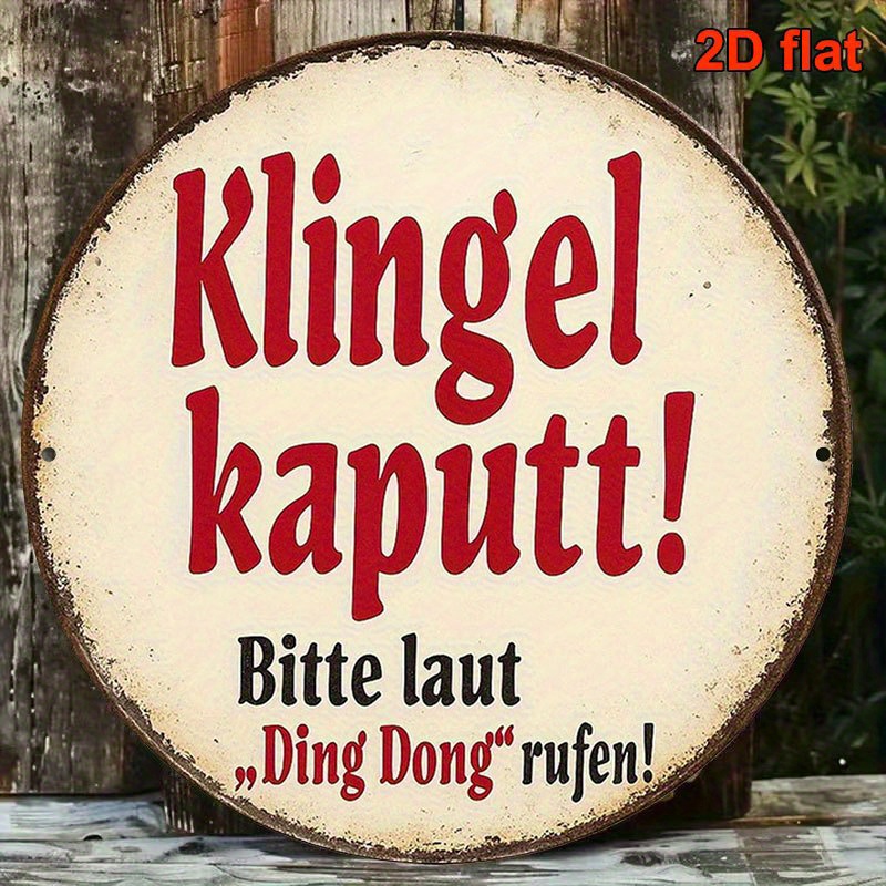 E-shop 2D-Flach, 2D-Flach - . 2D-Flach, 20,32*20,32 cm rundes französisches Aluminiumschild, Vintage-Dekoschild zum Thema „Glocke “, Dekoschild „Bitte