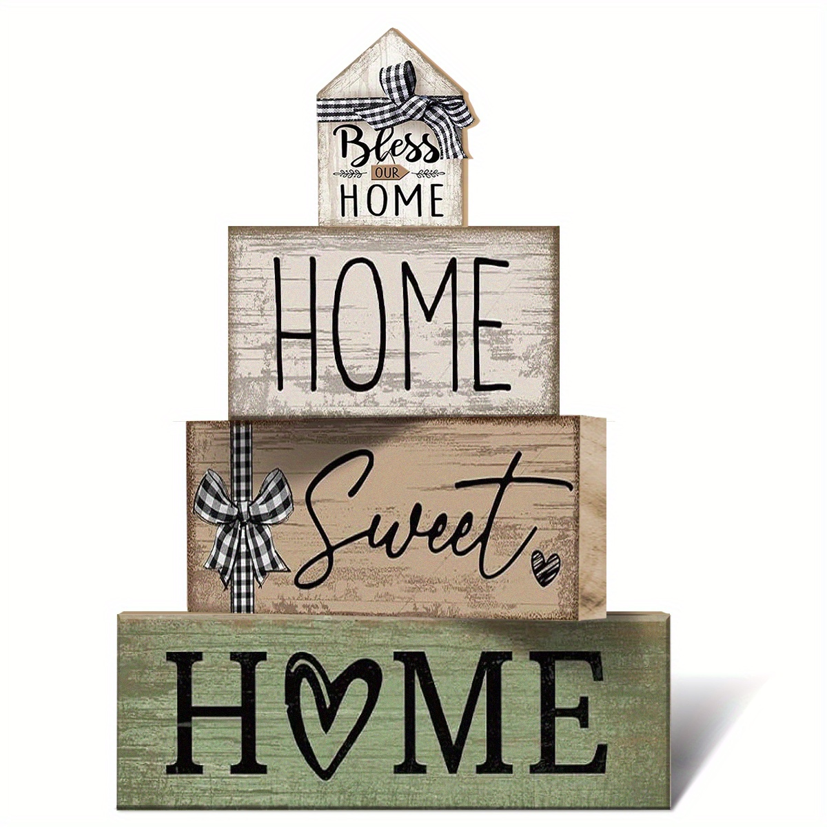 TEMU 1 Set Farmhouse Home & Decorative Plaque And Ornaments Set - Rustic Table Centerpiece With Home, Home, Sweet Home, Signs - Christmas, New Year