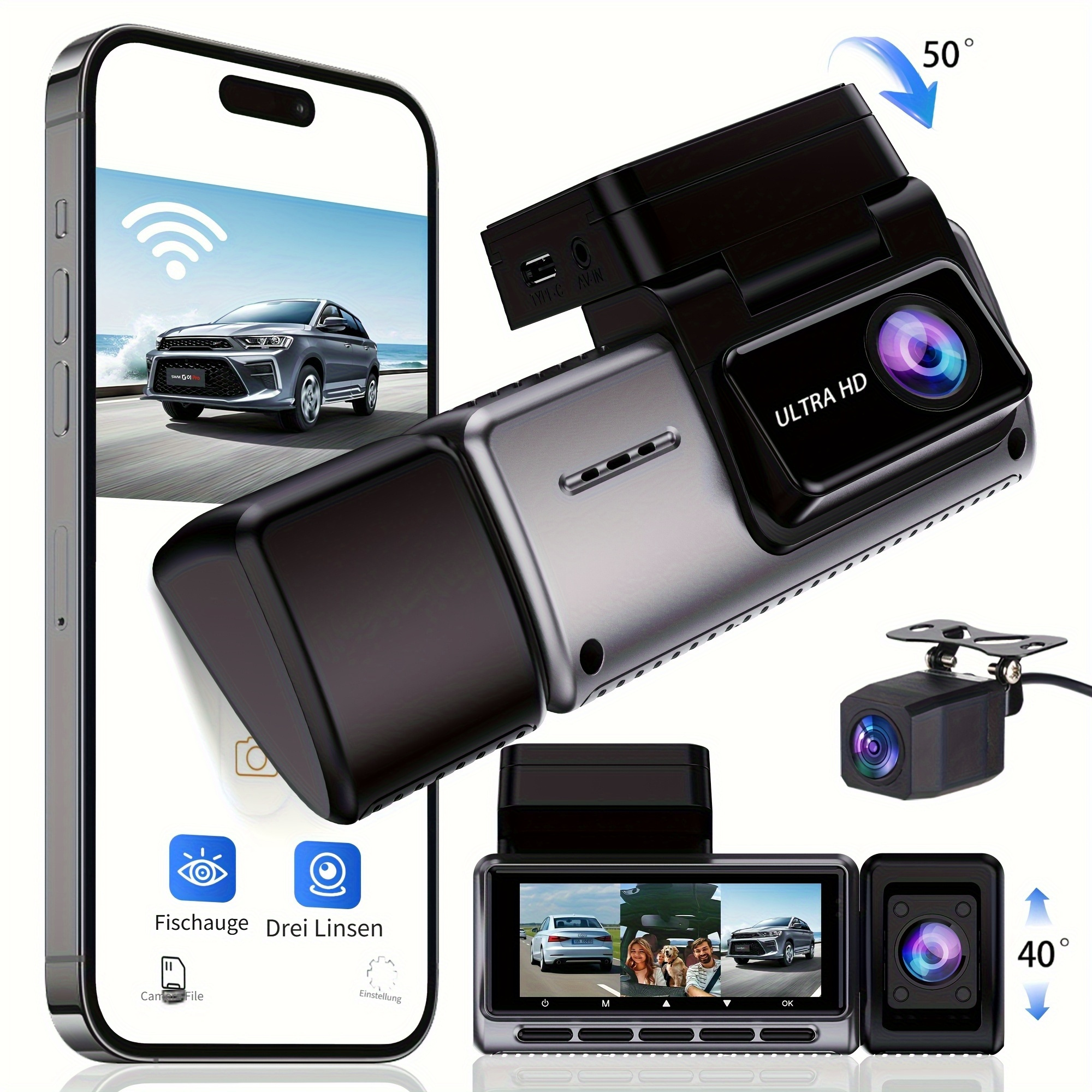Adelagnes 4 Kanal Dashcam Auto Vorne Hinten 4K+1080 Produktbild-Vorschau 7