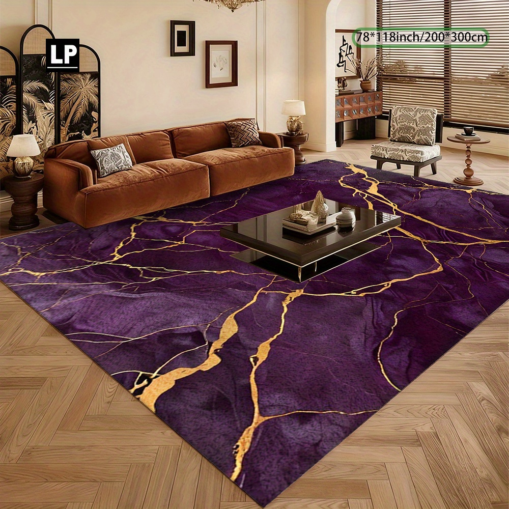 TEMU 850g/ã¡ Velvet Carpet, A Luxurious Yet Easy Purple And Design, Thick And Soft Rectangular Rug, Machine Washable, Non-slip, Lightweight And
