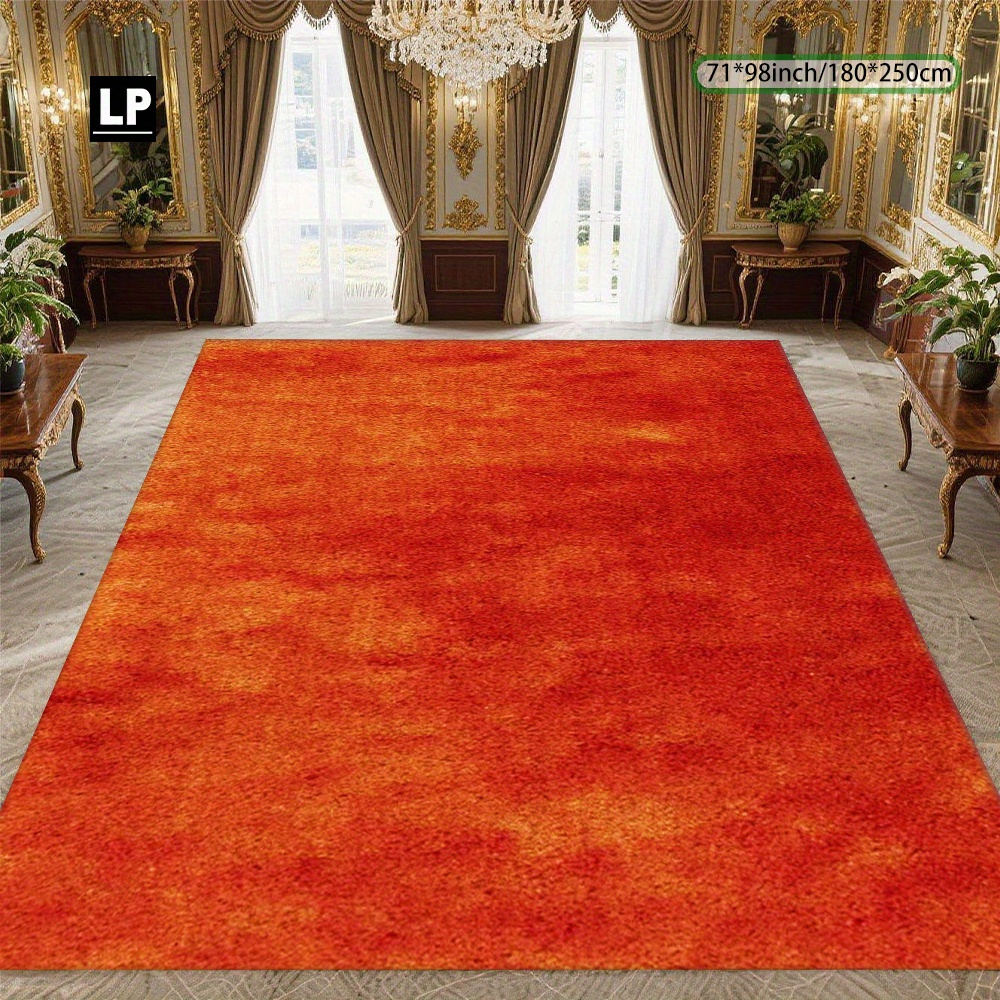 1pc ultra simple orange red carpet soft durable velvet 850g non slip dot plastic backing   edge machine washable rectangle carpet for living room bedroom office study indoor decor