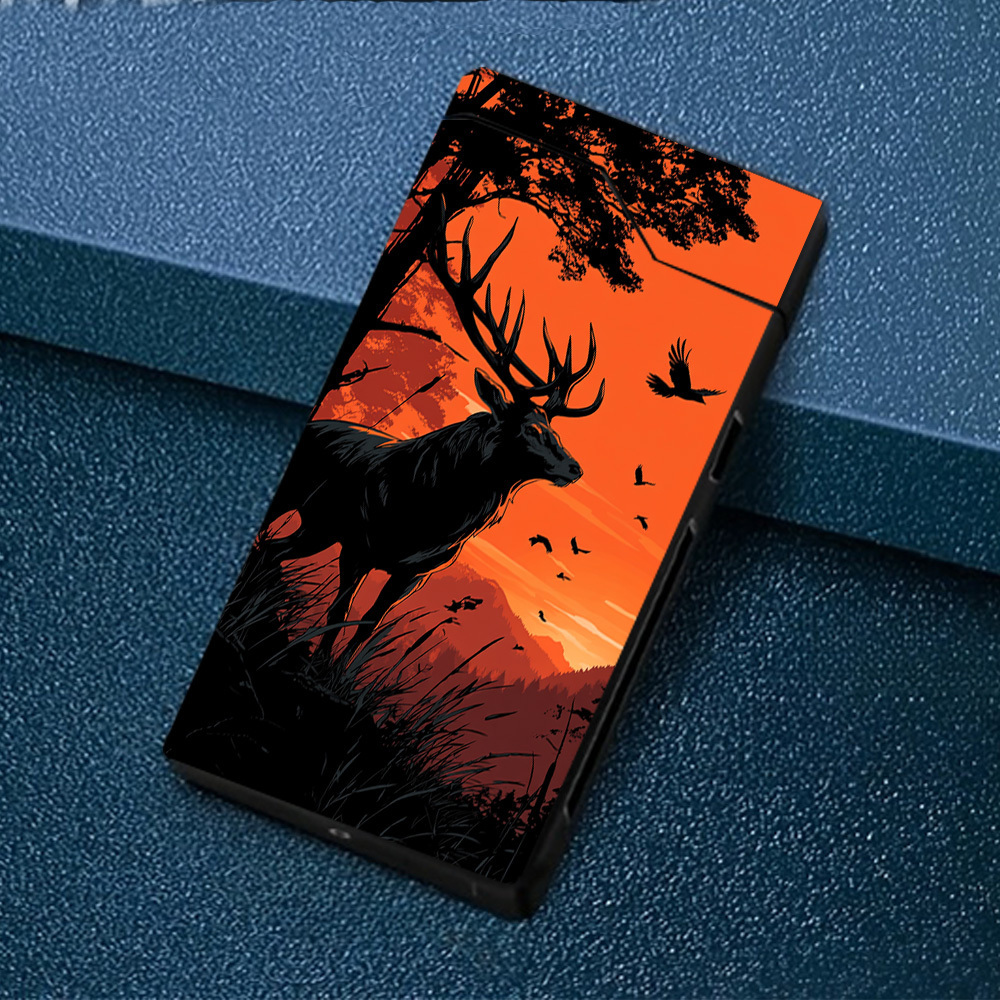 TEMU 1 pièce Briquet à arc électrique coupe-vent avec une scène de paysage naturel avec un et des oiseaux en vol. Briquet électronique, briquet