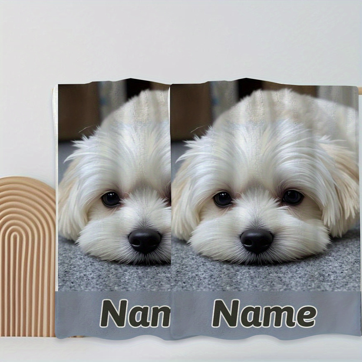 TEMU 1pc Custom Name Maltese Dog Cartoon Anime Towel, Striped Design, Bathroom Towel, Quick-dry Absorbent Towel, Nordic Minimalist Style, Ideal For