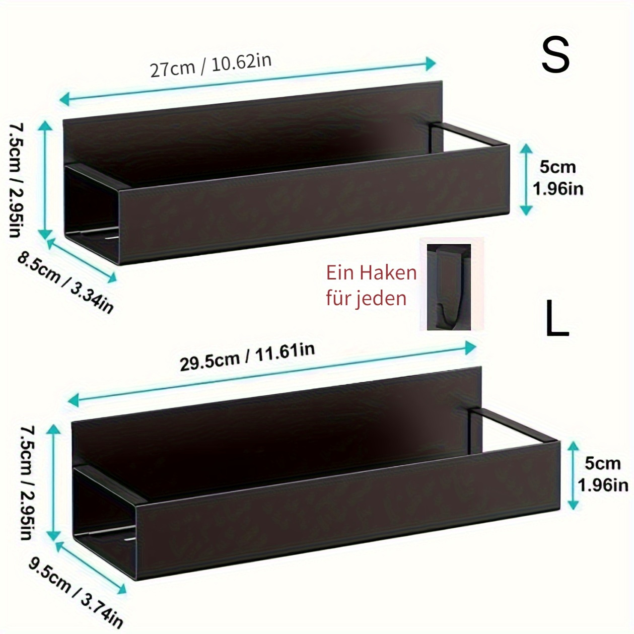 4-teiliges Magnetisches Gewürzregal Für Kühlschrank – Mattschwarz, Extra Stauraum, Trägt Bis 5 Kg