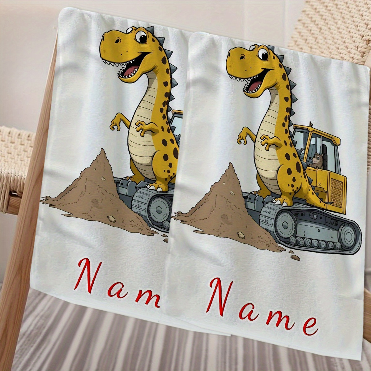 TEMU 1 , Personalización de , Toalla de anime de dibujos animados con de dinosaurio, Diseño a rayas, Toalla de baño, Toalla absorbente de secado