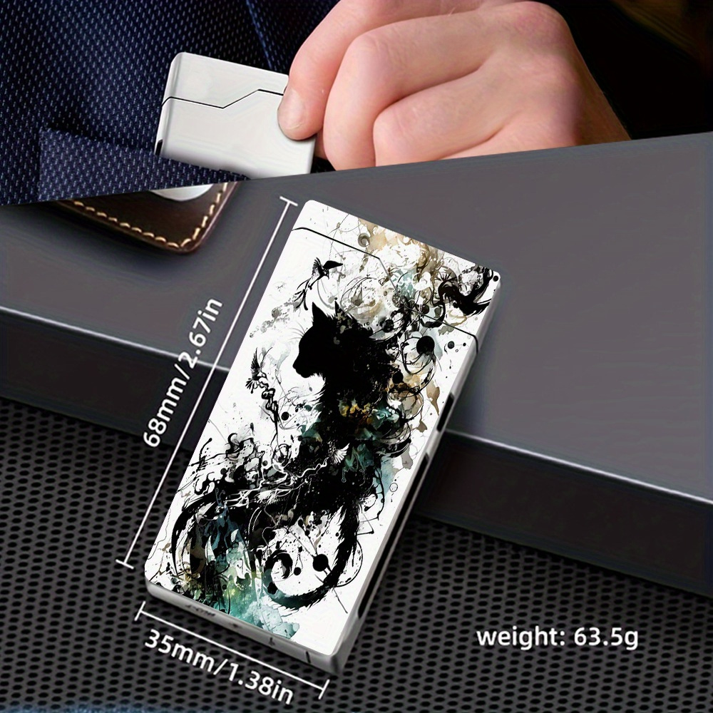 TEMU 1 briquet électrique coupe-vent avec silhouette de et motif style encre, briquet électronique, briquet coupe-vent, coque en métal, affichage de