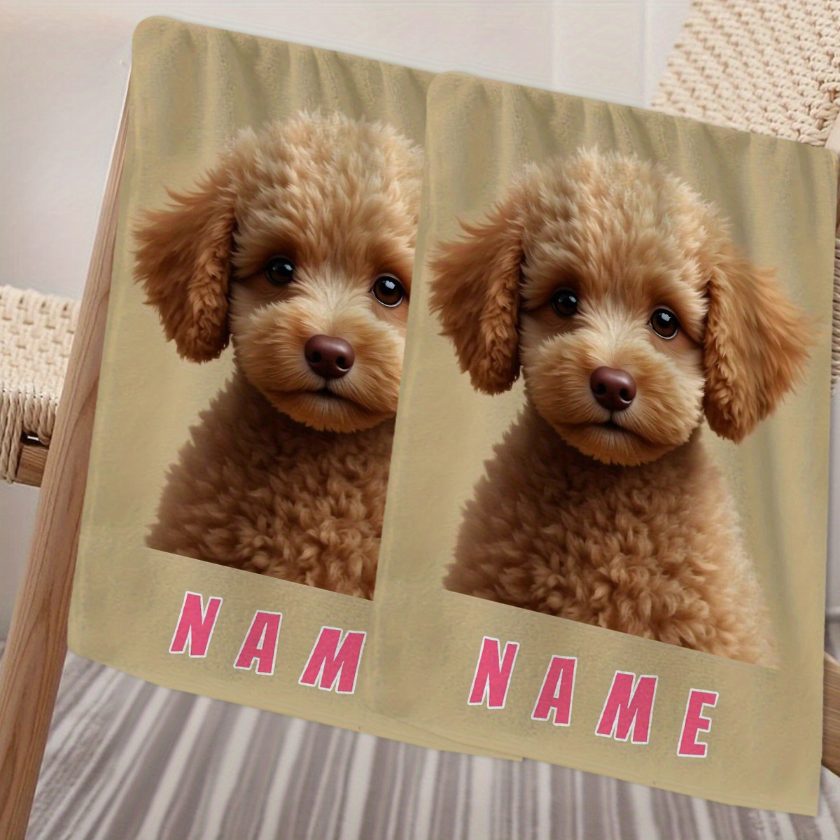 TEMU 1pc, Custom Name, Cartoon Towel With Pattern, Striped Design, Bathroom Towel, Quick-drying Absorbent Towel, Nordic Minimalist Style Towel,