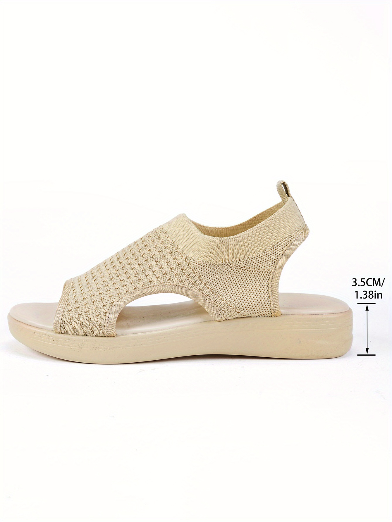   womens summer casual platform sandals open toe breathable knit fabric with elastic ankle strap thick cushioned pu sole for beach casual attire casual attire beach footwear comfortable footwear Product details 6