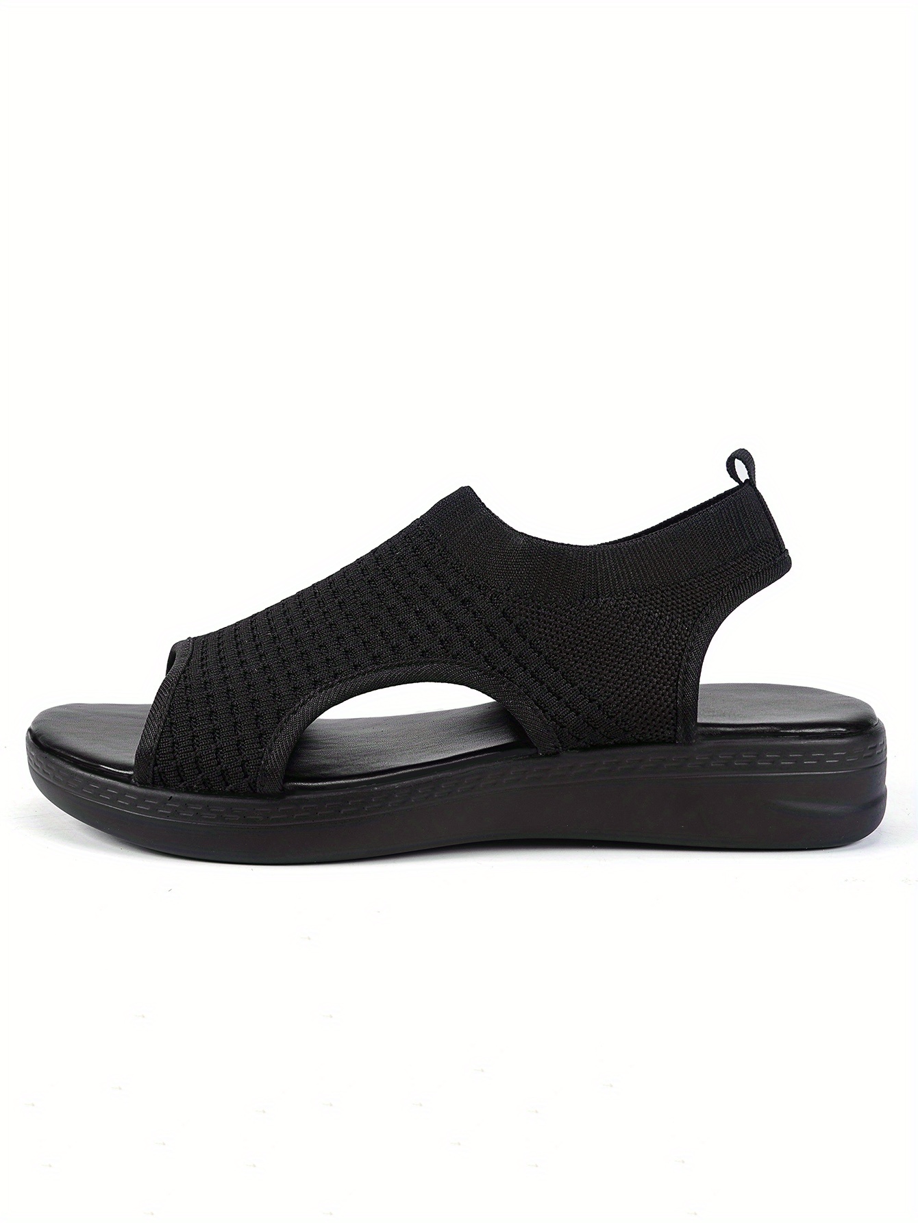   womens summer casual platform sandals open toe breathable knit fabric with elastic ankle strap thick cushioned pu sole for beach casual attire casual attire beach footwear comfortable footwear Product details 12