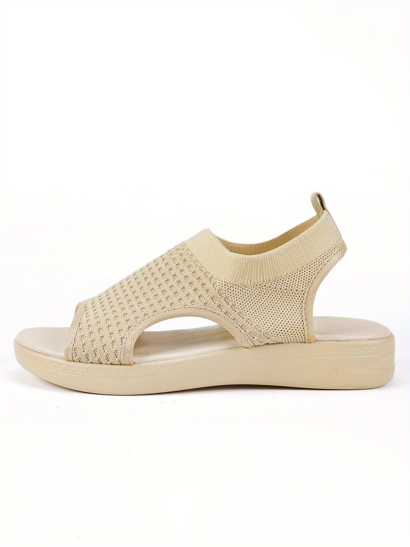   womens summer casual platform sandals open toe breathable knit fabric with elastic ankle strap thick cushioned pu sole for beach casual attire casual attire beach footwear comfortable footwear Product details 5