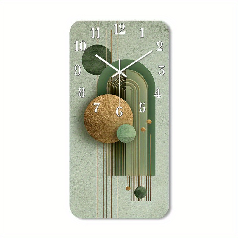 E-shop 1 Stück Leise Wanduhr Nicht , Holz, Dekorative Quadratische Uhr mit Abstrakter Geometrischer Kunst mit Kreisen Linien. Design für Schlafzimmer,