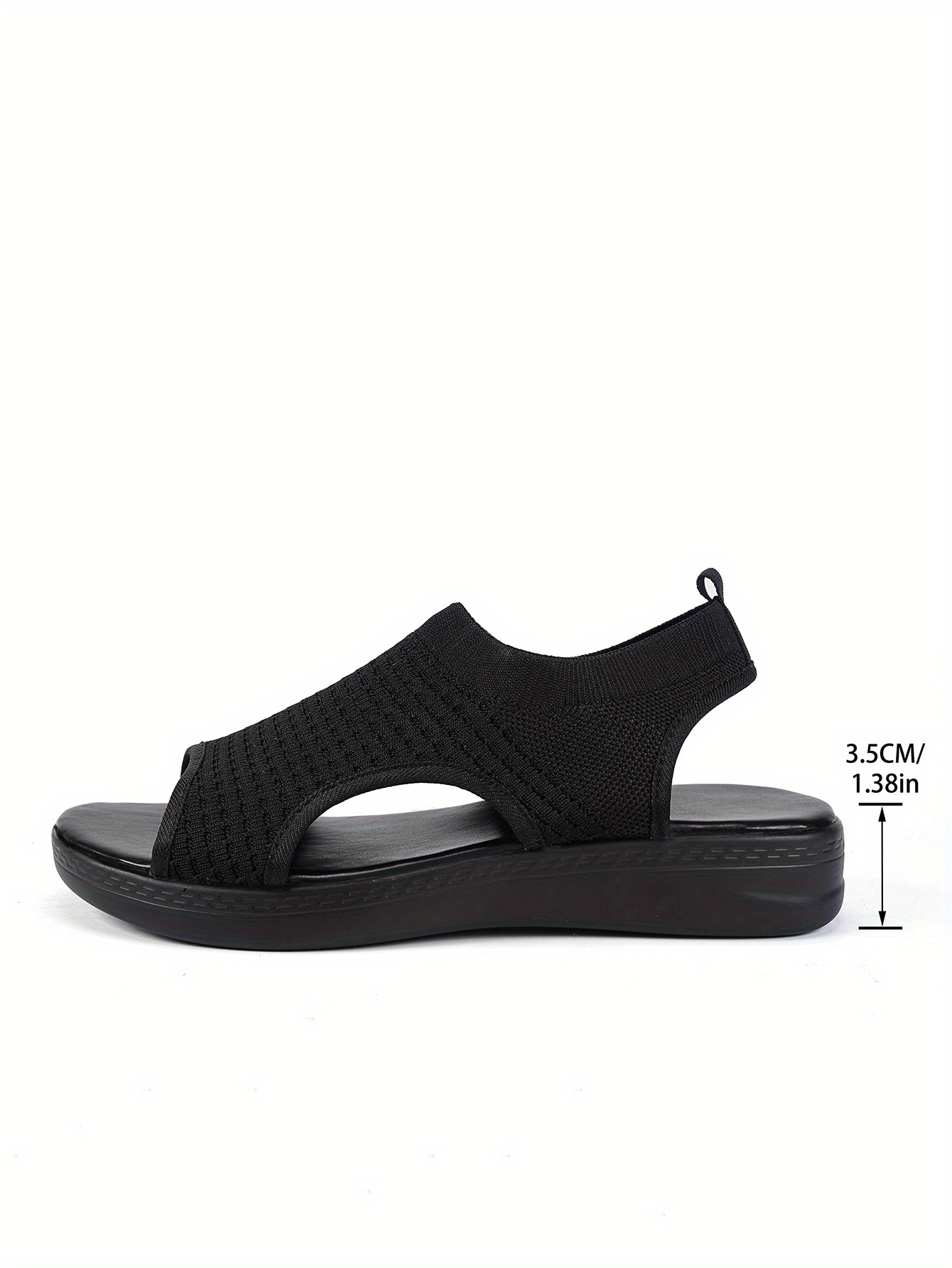   womens summer casual platform sandals open toe breathable knit fabric with elastic ankle strap thick cushioned pu sole for beach casual attire casual attire beach footwear comfortable footwear Product details 13