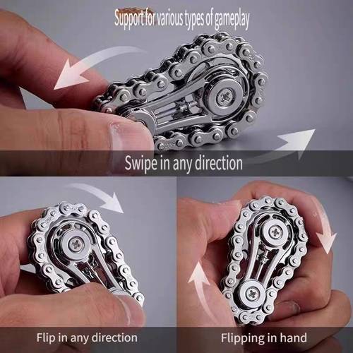 alloy gear fidget spinner bicycle chain toy with 3d printed design portable relax gadget for desk travel no battery needed durable metal construction golden aid desk toy sleek metallic metallic