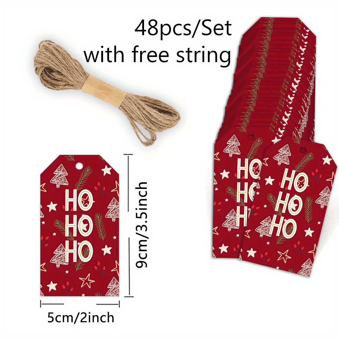TEMU 48pcs, Christmas Tree Print, Christmas Favor Tags Holiday Gift Tags Merry Christmas Holiday Tags Holiday