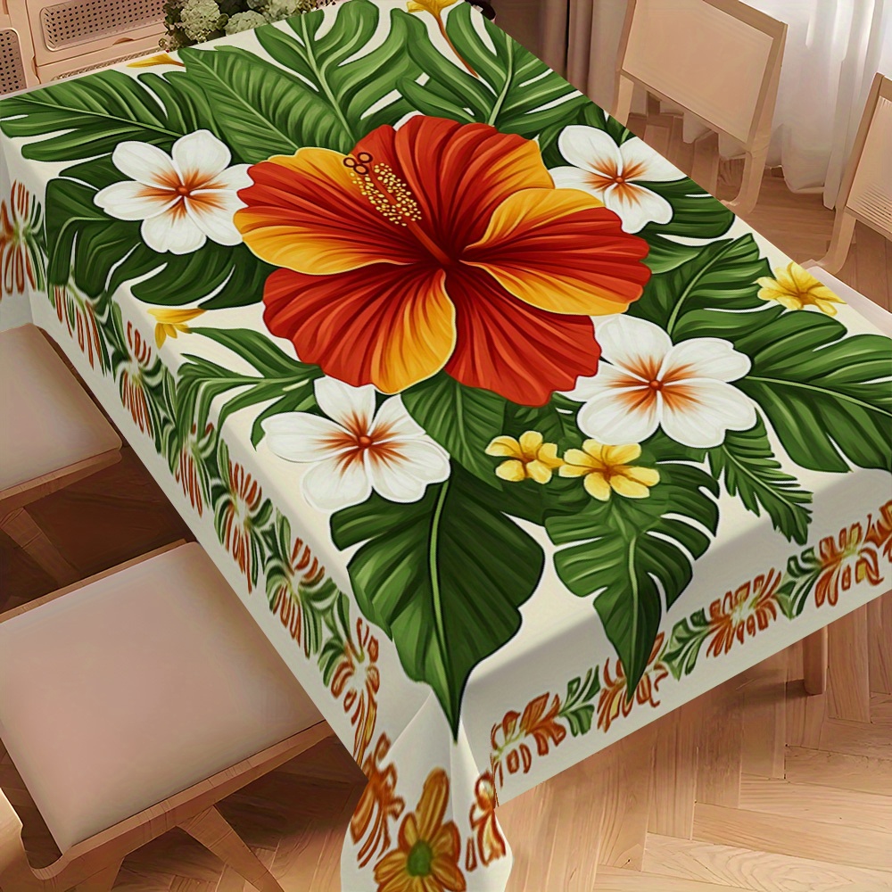 TEMU 1pc Of Tropical Floral Rectangle Tablecloth Design For , Enhances Of Table Displays | Delicate Decorative Touch