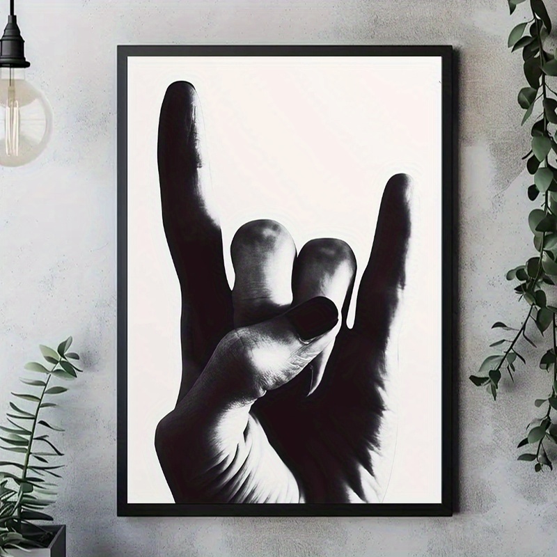 TEMU 2d Flat, 2d Flat, This Is A Frameless Canvas Wall Art Poster Featuring A And White '' Hand Gesture, Measuring 15.75×23.6 Inches. It's Decor,