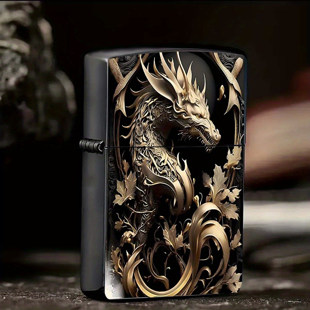 TEMU Sleek And Elegant Lighter Casing Featuring A Design, Made From Sturdy Iron. Ideal For Gifting On Occasions Like Valentine's Day, Thanksgiving, Or Father's Day