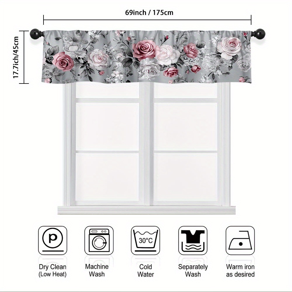 TEMU 1pc Vintage Floral Printed Valance â Add Style And To Your Kitchen, Bedroom, Or Living Room Small Windows With Vibrant And Unique Patterns