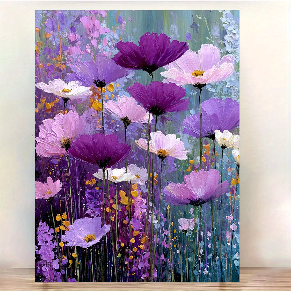 TEMU 2d Flat, Posters And Prints 2d Flat, Modern Minimalist Floral Panel Wall - Soft Purple Pink White Suitable For Home And Garden Decor, Frameless