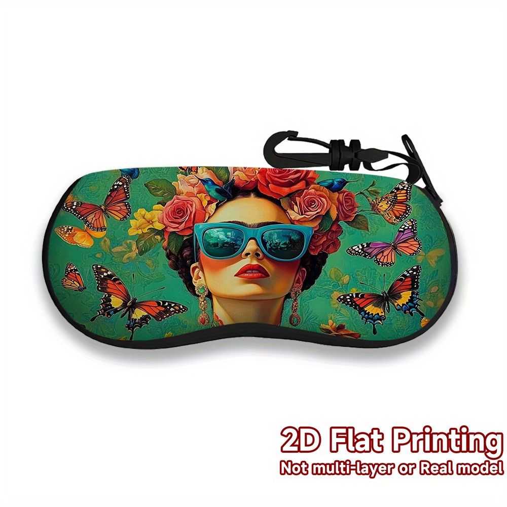 TEMU 1pc Double-sided Printing Fashion Glasses Bag, Women's Model, With Bright Floral Patterns And Designs, Perfect For Portable And Trendy Glasses