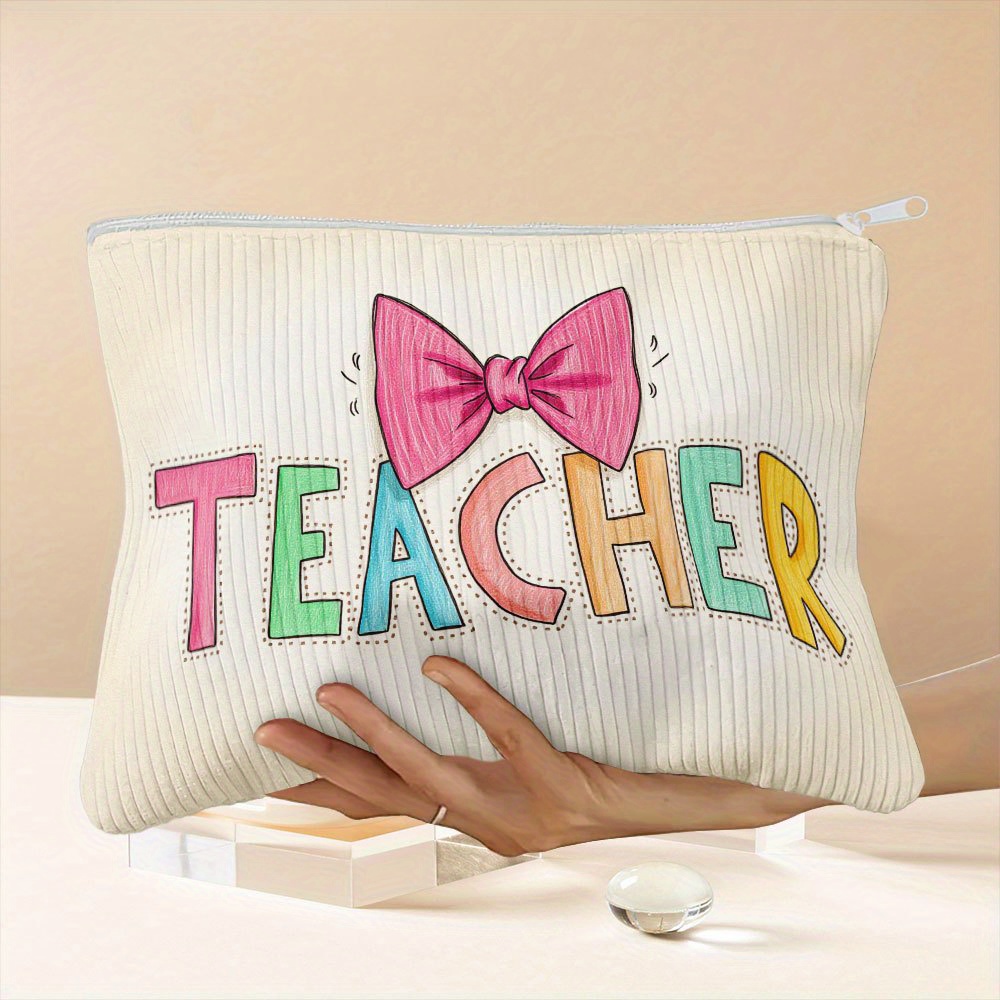 Make-up Tasche Für Englischlehrer – 25,4x19,1 Cm, Aus Leinen – Geschenk Für Lehrerinnen