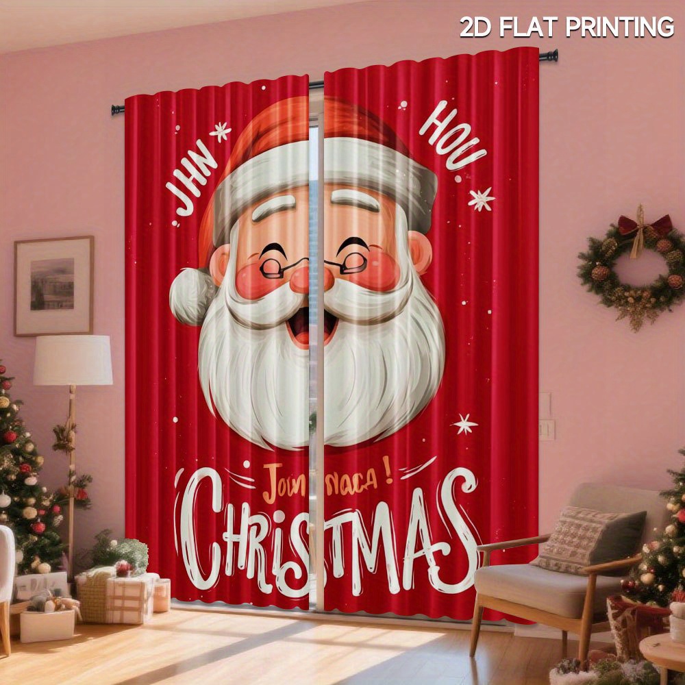 Odot Noël Rideau Voilage Semi Occultant Salon, Imprimé 3D