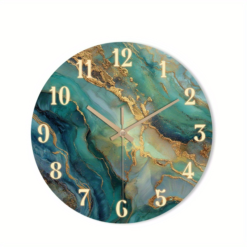 TEMU 1 orologio da parete silenzioso che non ticchetta, con un design decorativo e una finitura ad definizione. Ha una texture marina astratta con
