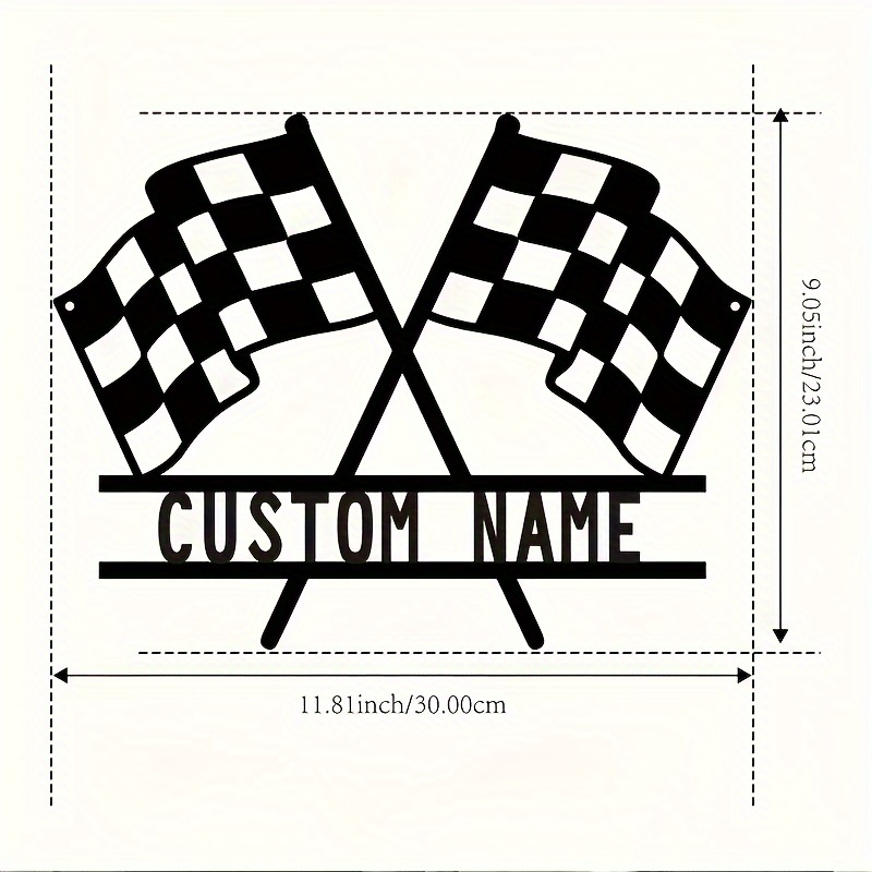 TEMU Custom Racing Car Wall Art - Personalized Iron Race Plate Hanging Decor, Suitable For Living Room, Office, Farmhouse Decoration - Custom Name