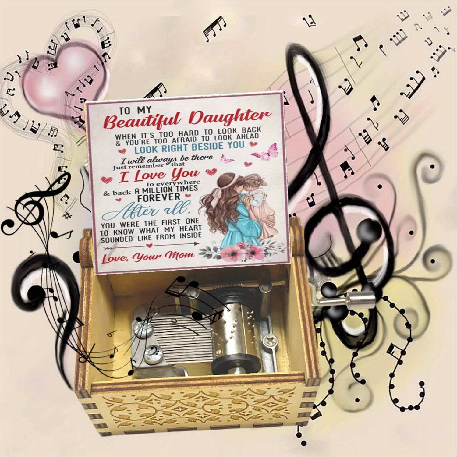 TEMU 1pc I Love You To Everywhere & Back A Million Times Forever Wooden Hand-cranked Music Box, Play , Music Box Gift For My Daughter, Ideal For