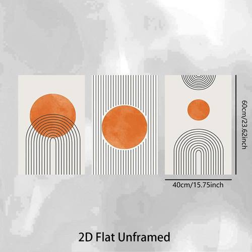 2d flat 2d flat 3pcs unframed orange geometric abstract painting boho line poster orange boho canvas wall art century modern pictures neutral abstract poster burnt orange boho wall art terracotta artwork no frame 2d flat