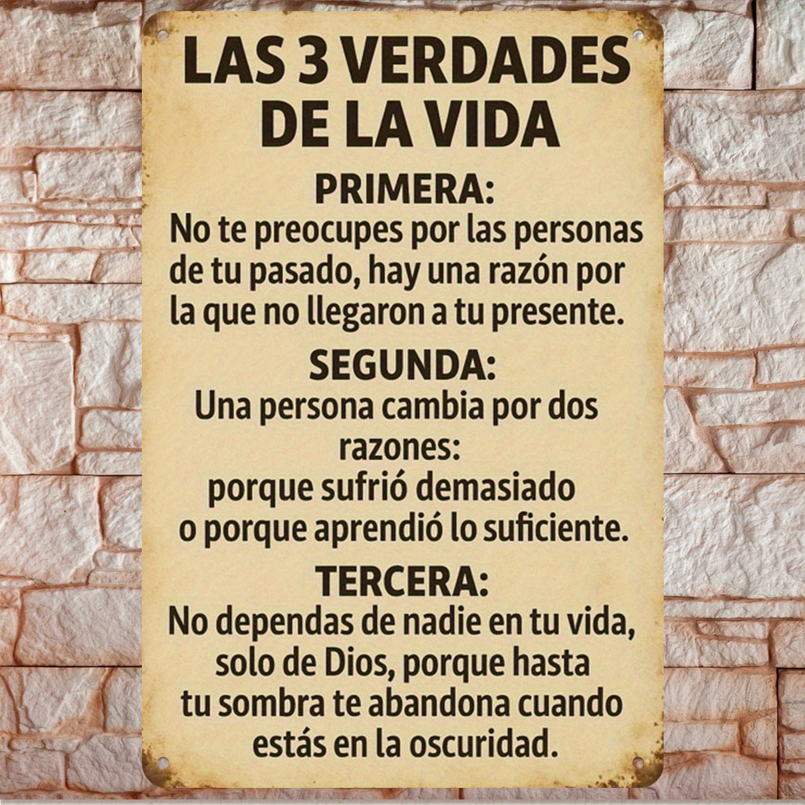 TEMU 2D Flat - 【2D Flat】 2D Flat, 1 pieza, Letrero de metal español vintage, " de tres" Placa de metal para cueva de hombres, dormitorio, baño, bar,