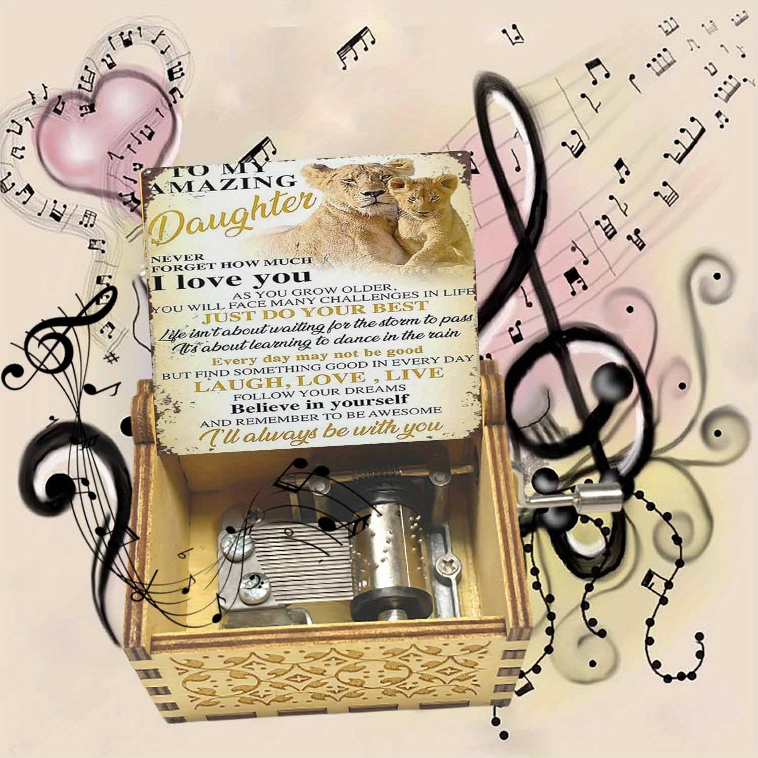 TEMU 1pc How Much I Love You Wooden Hand-cranked Music Box, Play , Music Box Gift Daughter, Ideal For Birthdays Gift, Christmas Gift, Thanksgiving,