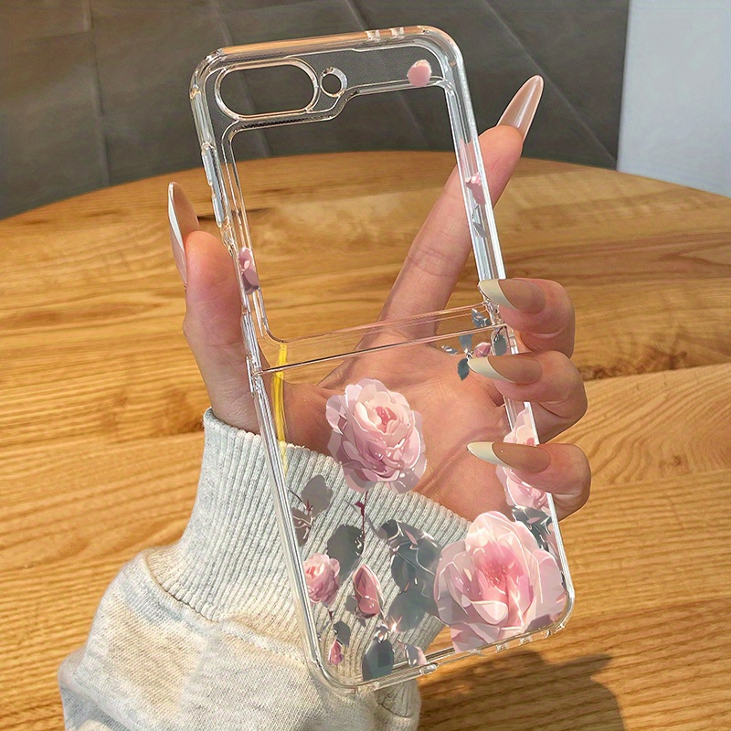 TEMU Phone Case - Transparent Phone Case With A , Compatible With For Galaxy Z Flip Models 3 , Featuring Shockproof And Anti-fall , As Well As A Soft