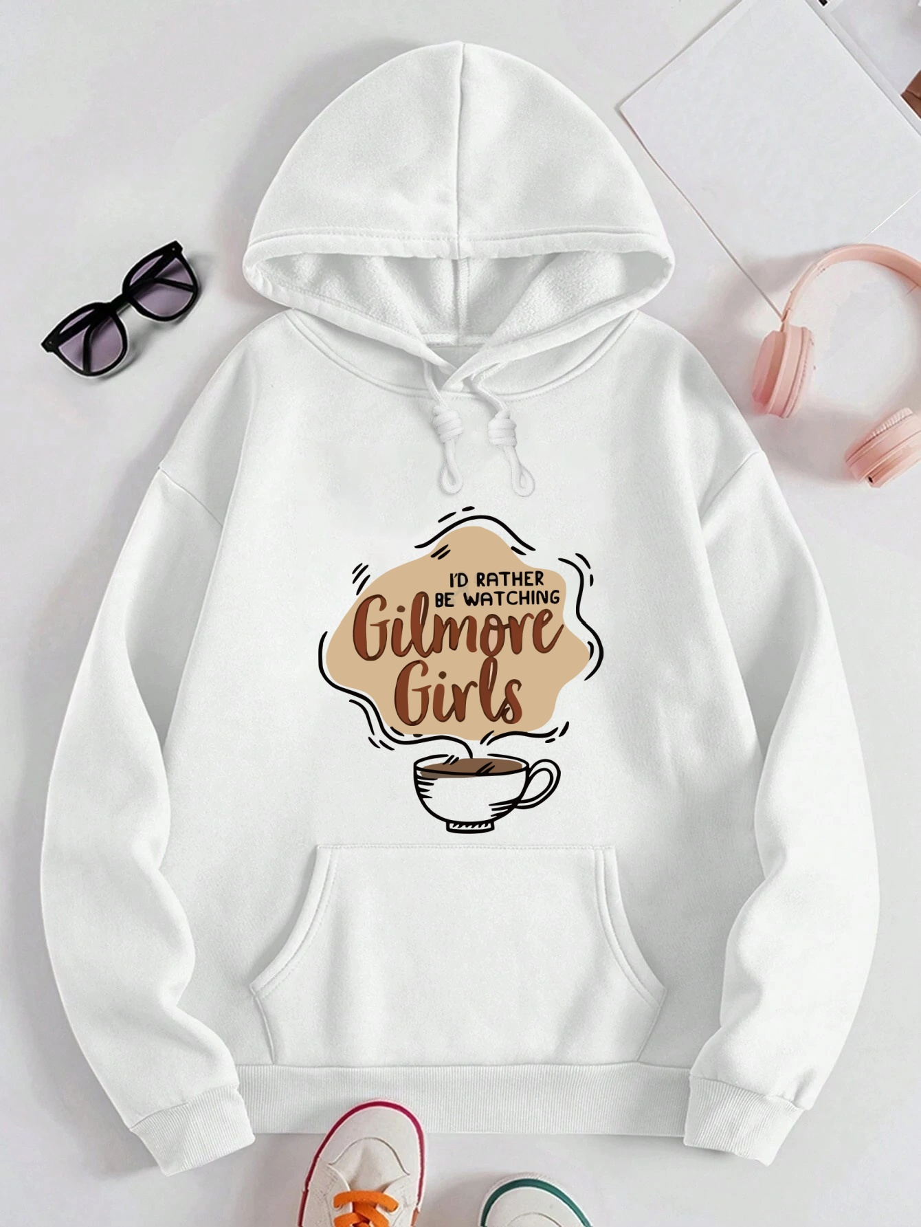 Moletom Feminino Lavanda - Moletom com   e     para Fãs de Gilmore Girls, Design Divertido, Bolso  , Ideal para Festas Temáticas e Looks Casuais, Lavável na Máquina, Moda Casual, Estilo  , Perfeito para o Halloween