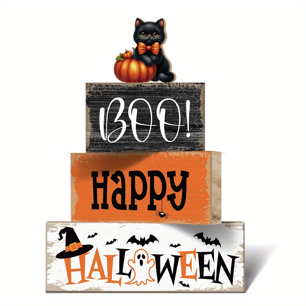 4pcs layered decorative plaques ornaments contemporary irregular tabletop shelf decor with suitable for halloween thanksgiving christmas new year winter table centerpieces horizontal vertical hanging for home party decorations