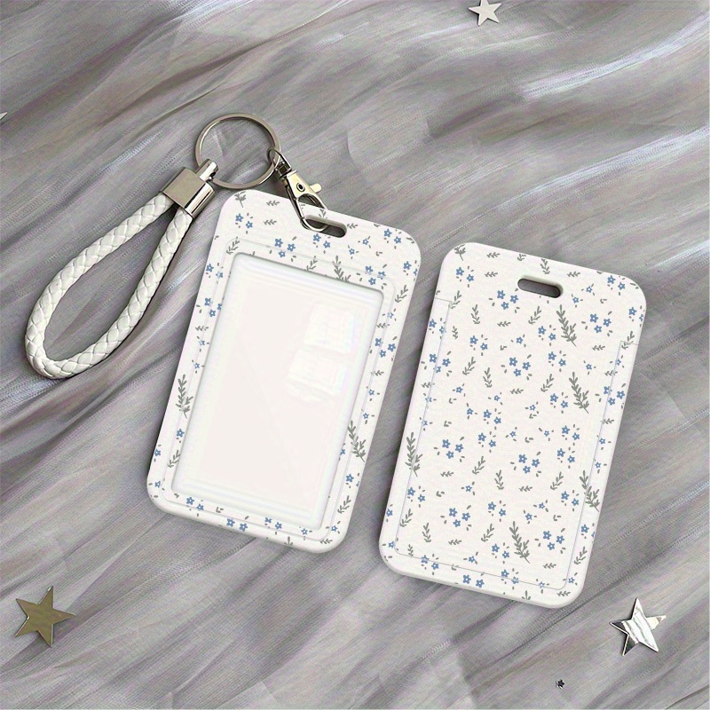 TEMU 2d The Blue Floral Designs On The Id Card, Bus Pass, And Meal Card Holders, Along With Sturdy Plastic Protectors, Make For Enthusiasts