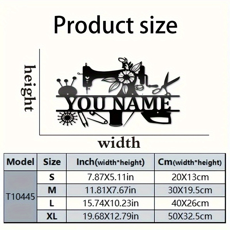 TEMU Custom Sewing Machine Metal Sign - Personalized Wall Art For Quilting And Tailoring Shops, Horizontal Decor For Sewing Rooms